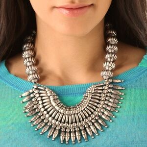 Adia Kibur Silver Bib Necklace